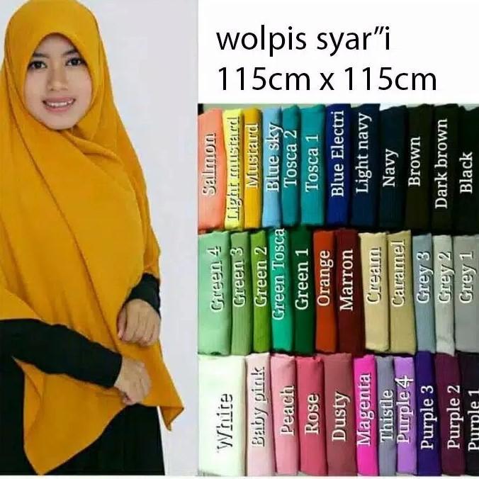 Jilbab Syar'I Segi4 Uk 115X115 Bahan Wolfis