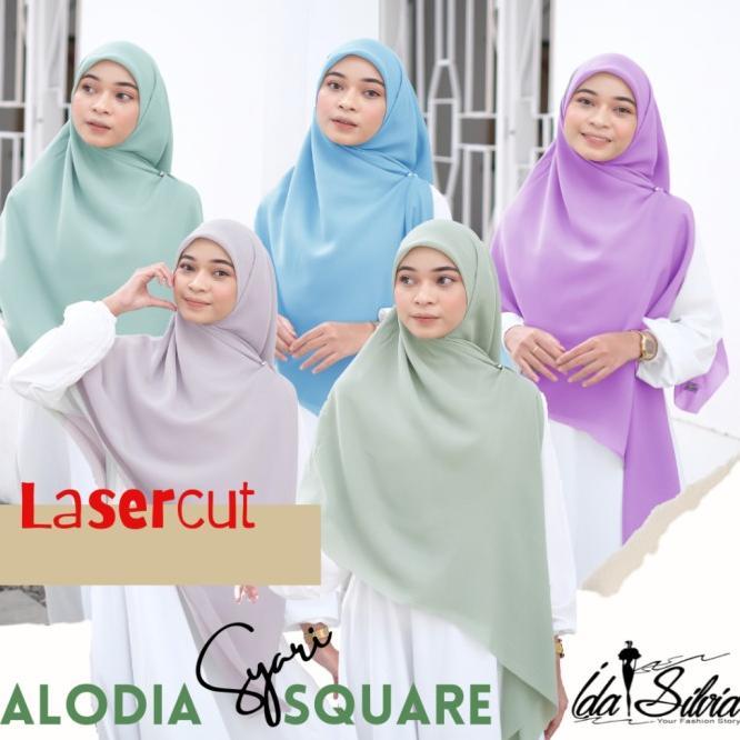 Jilbab Segiempat Syar'I Jumbo Kerudung Segi Empat Lasercut Dan Jahit Tepi Syari Hijab Square Premium