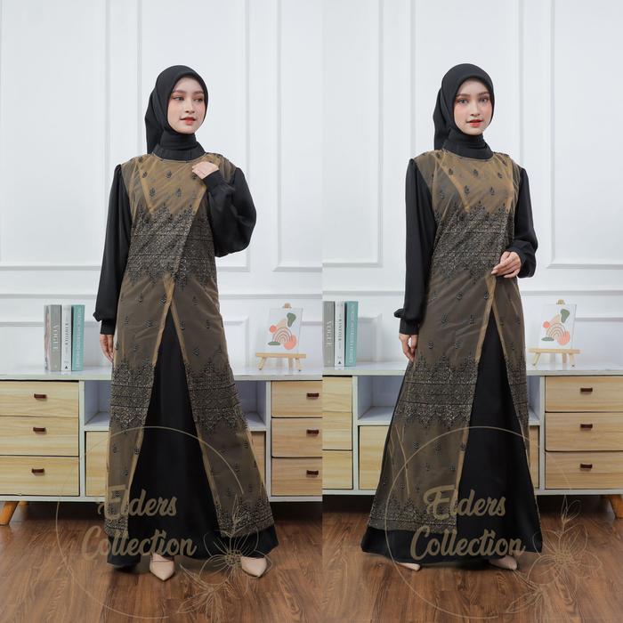 Dress Tile Brokat Adiba GAMIS Brukat Anti UV LEBARAN PESTA SYARI DRESS MUSLIM SERAGAM KONDANGAN Mewa