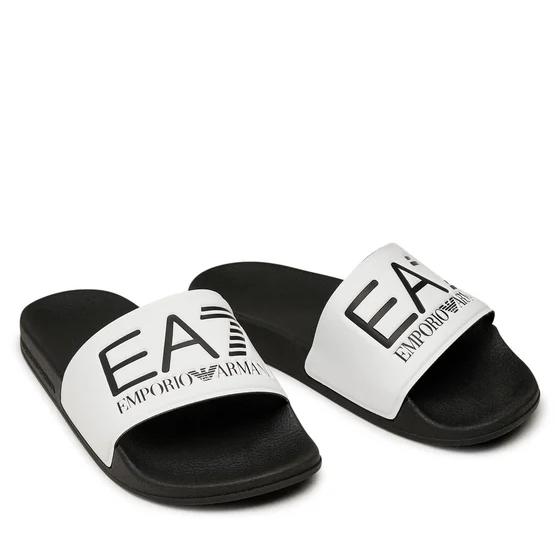 SANDAL SLOP CASUAL EA7 ARMANI EMPORIO BLACK WHITE ORIGINAL AUTHENTIC