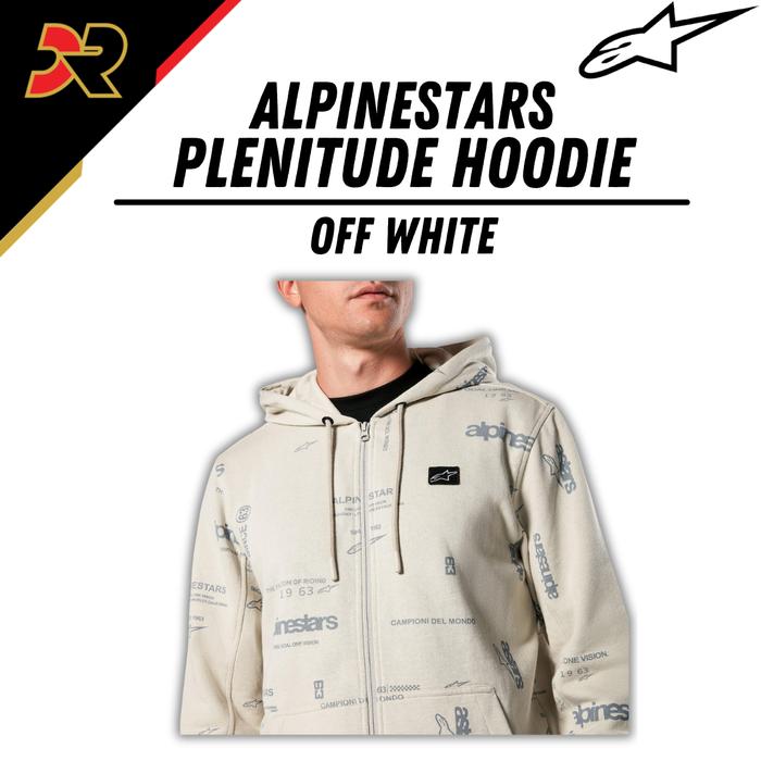 ALPINESTARS PLENITUDE HOODIE OFF WHITE JAKET ZIPPER HOODIE ORIGINAL FLEECE