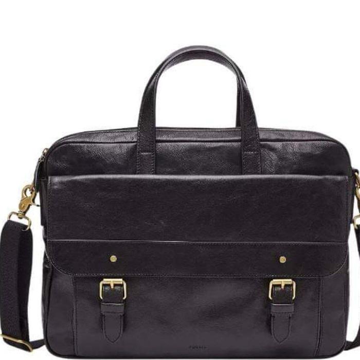 Fossil Miles Men Work Bag Black Color New