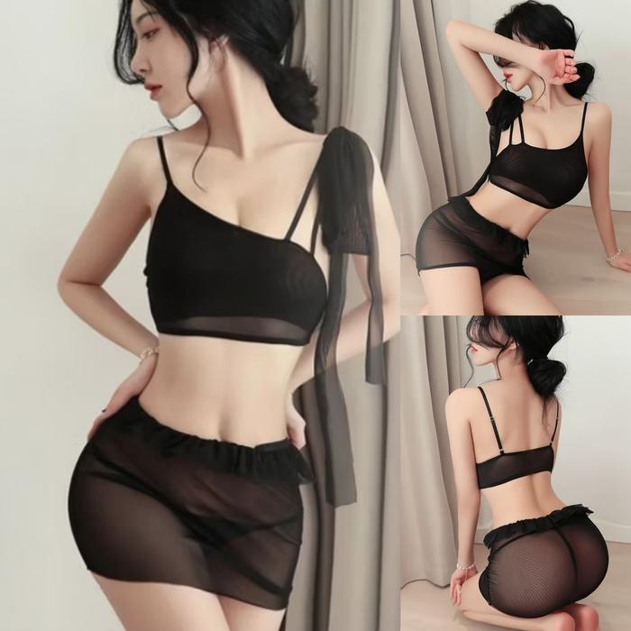 Lingerie Gaun Malam Baju Tidur Baju Dinas Istri TA1403 Hitam
