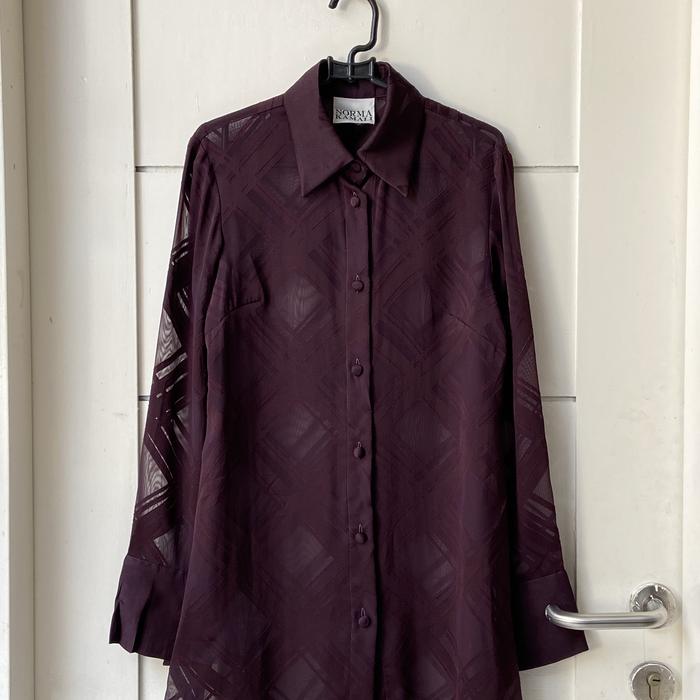 NORMA KAMALI Burgundy Mesh Shirt