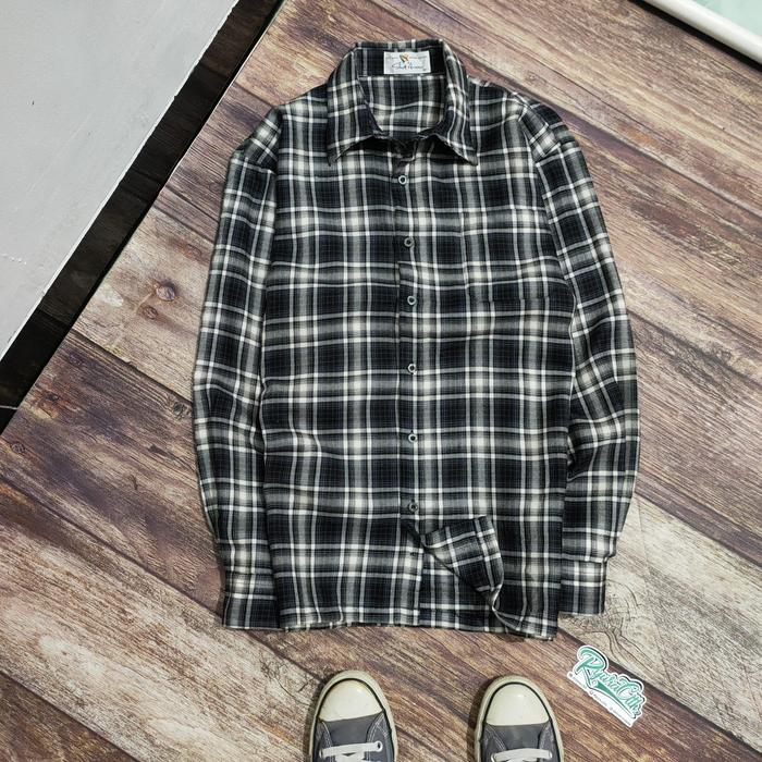 FL12 kemeja lengan panjang flanel Shot arrow size M cowok pria flannel kotak tartan casual vintage p