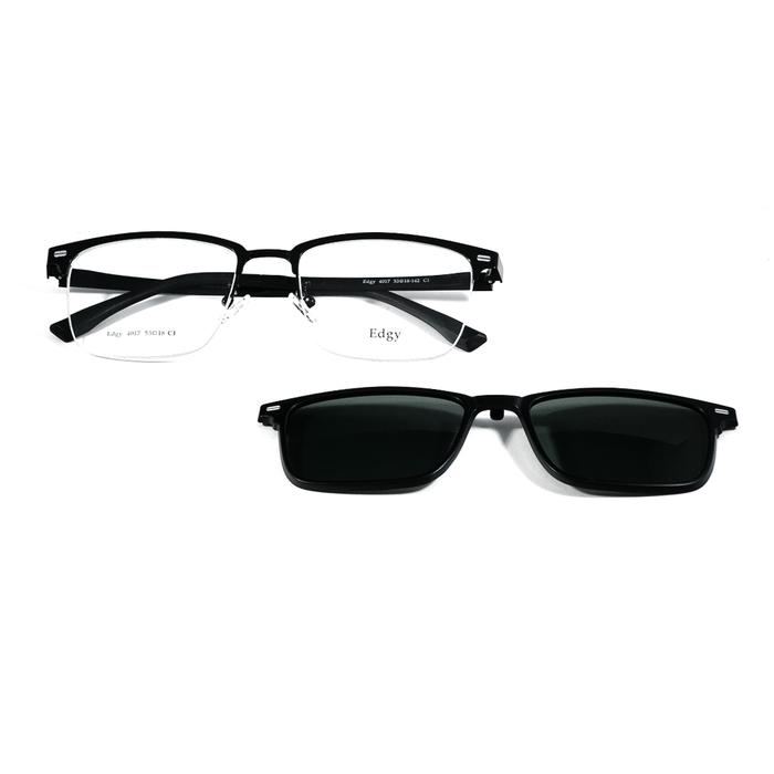 Frame EDGY ; 4017 (WITH CLIP ON) ; C1 (MATTE BLACK-PZ) - 53