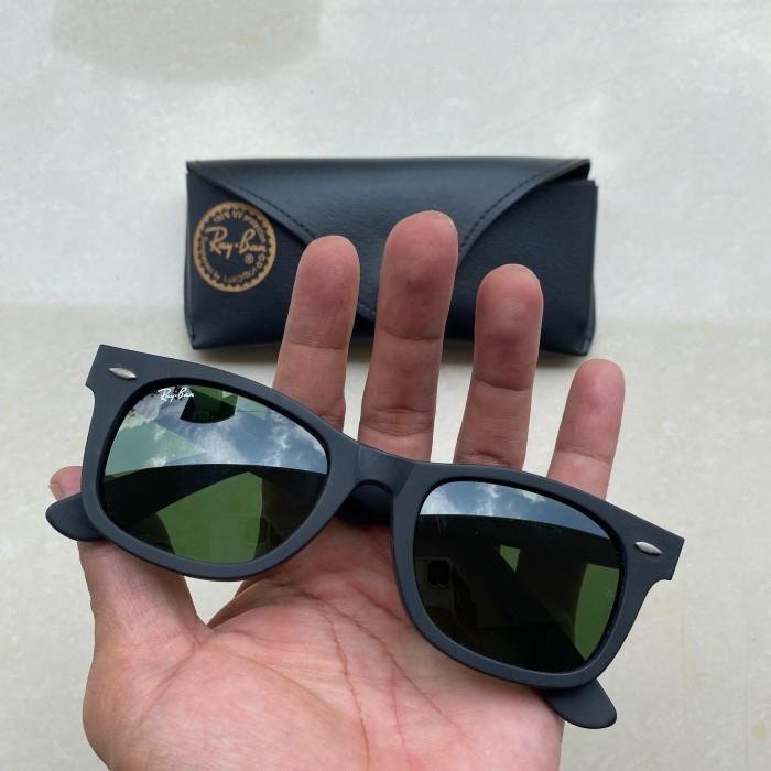 kacamata pria wayfarer square rb 2151 901s sz 52 hitam doff