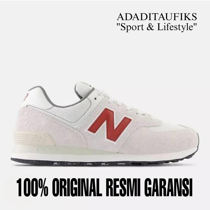 Sepatu Sneakers 574 White Red Grey Original U574SOR
