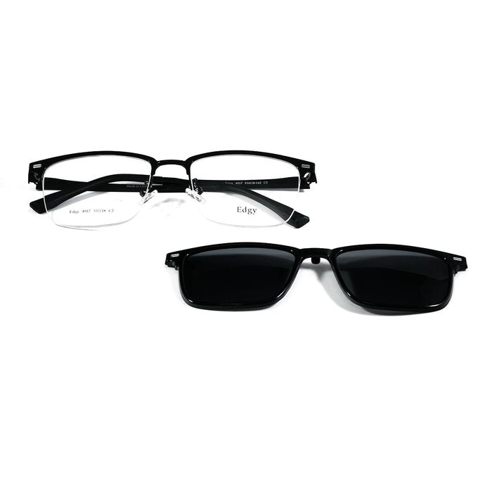 Frame EDGY ; 4017 (WITH CLIP ON) ; C1 (MATTE BLACK-PZ) - 53