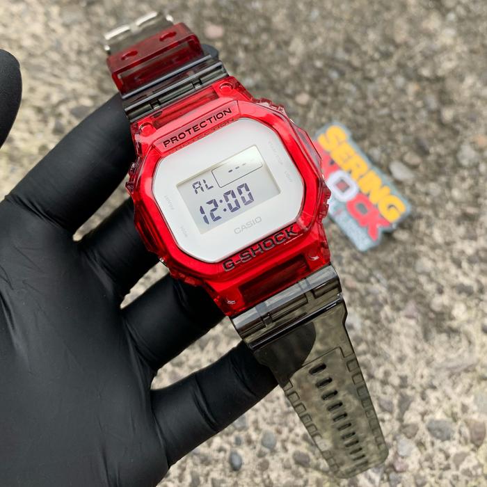 G shock DW 5600 DW5600 Red Smoke White ORIGINAL Custom Strap Bezel Gshock