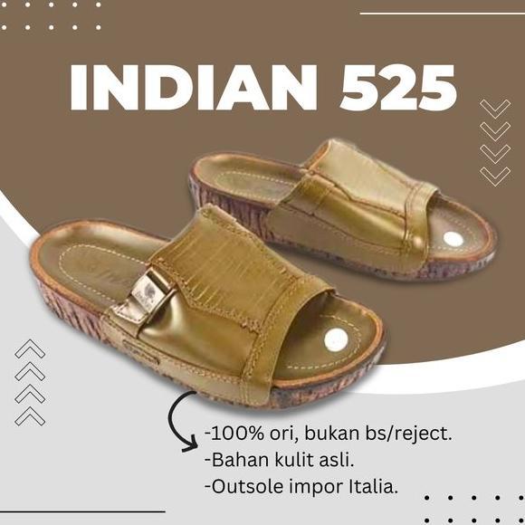 Tergacor Sandal Kulit Pria Indian 525 Coklat ORI Terbaik