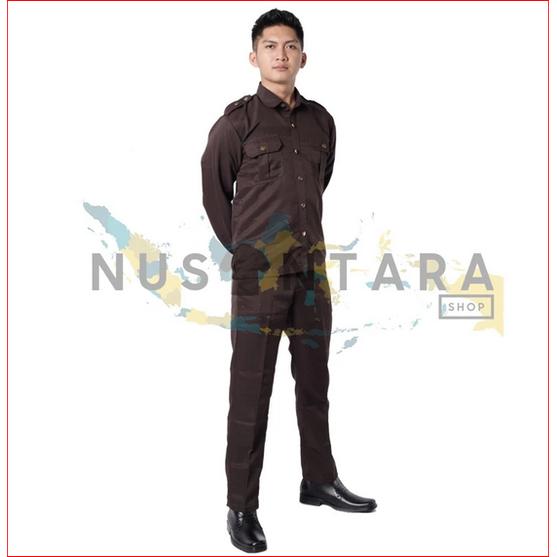 Setelan Baju Celana Panjang Seragam Safari Kerja Supir Pribadi Driver Security Satpam Guru Pria Wani