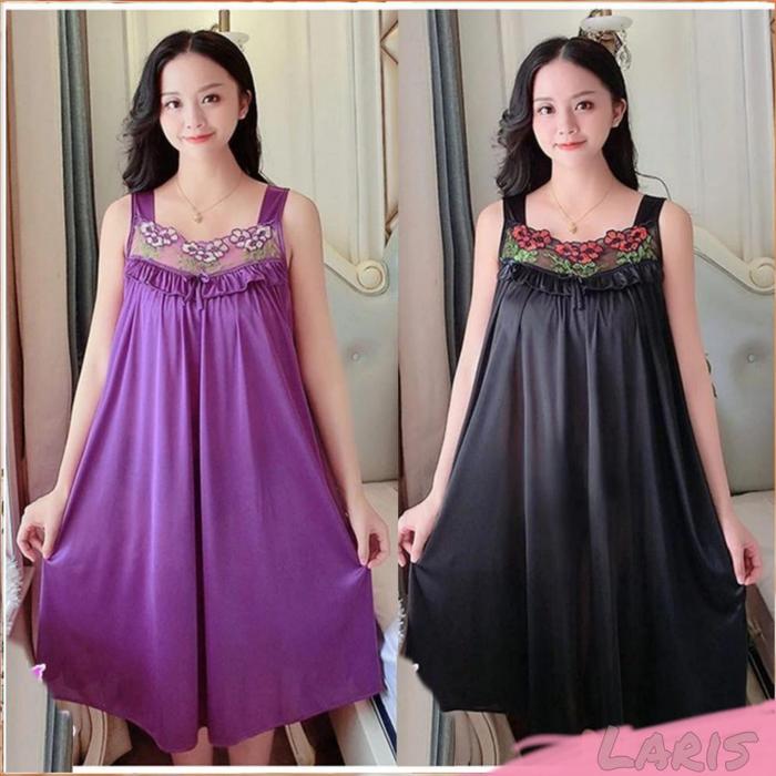 Laris - Daster jumbo wanita LD 120 cm / Lingerie sexy PY 352 XXL motif brukat bahan satin