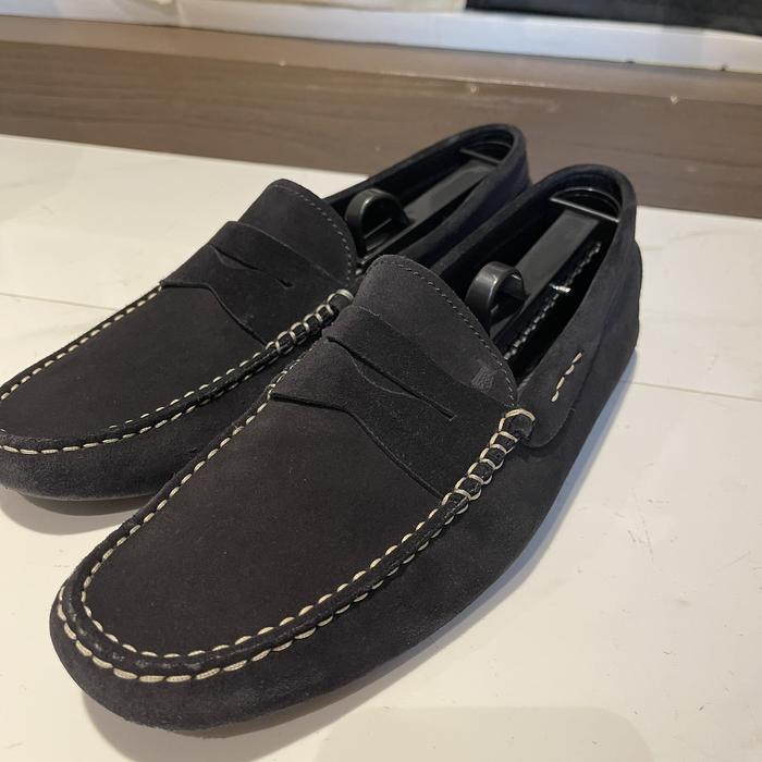 Sepatu TODS loafers suede driving moccasin hitam original ukuran 40