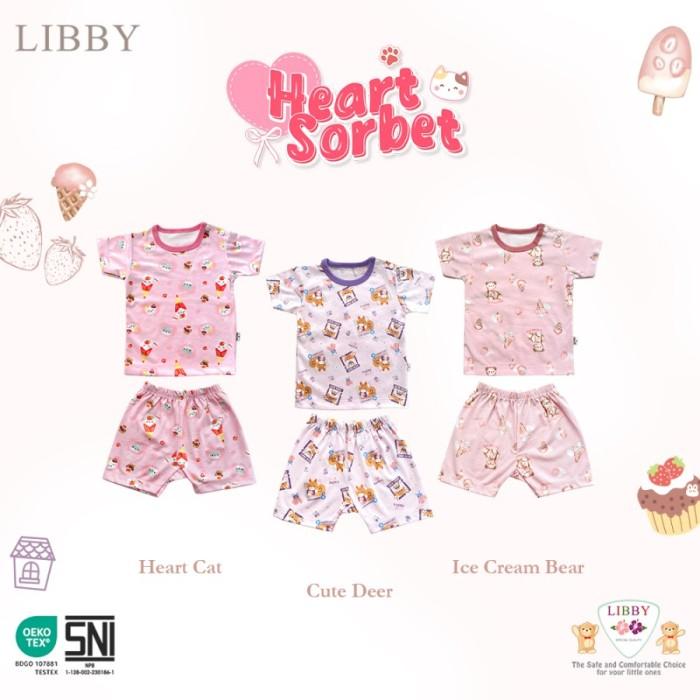Libby Baby Heart Sorbet 3IN1 |Baju Bayi 3 Pasang Lovely Cake | Lovely Cake 3IN1 Setelan Baju Celana 