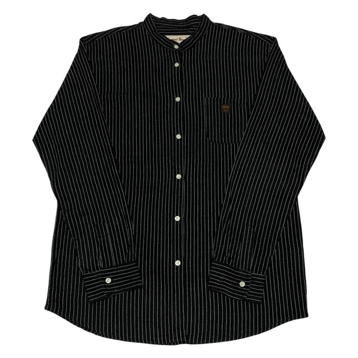 Rugged house stripe stand collar shirt