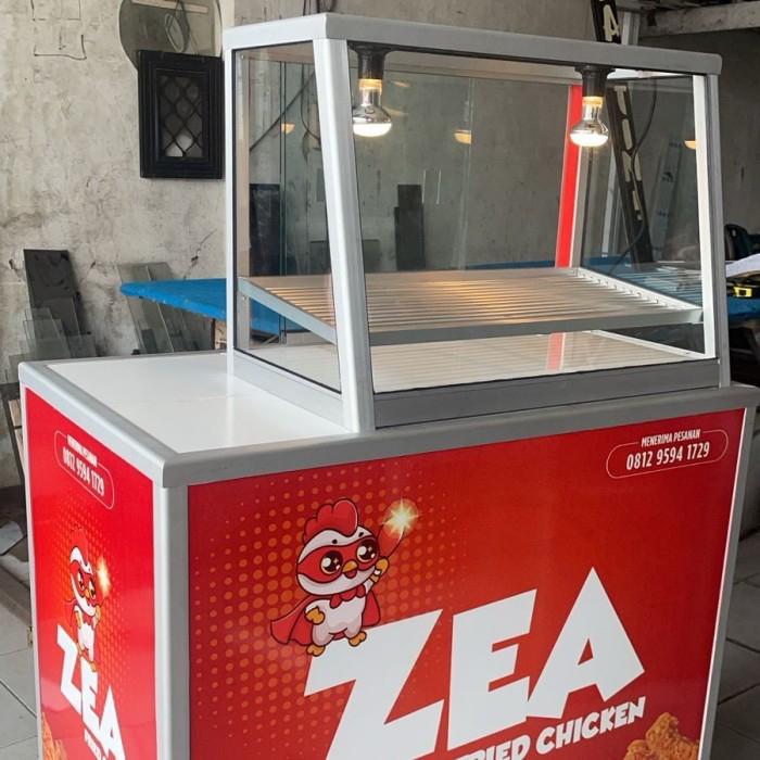 meja etalase ayam fried chicken 100cm stiker terpasang