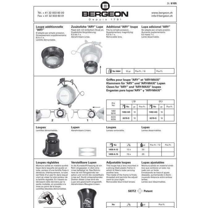 Bergeon 1458 A-12-15 Loupe Pembesaran 12-15X Magnification Loupe