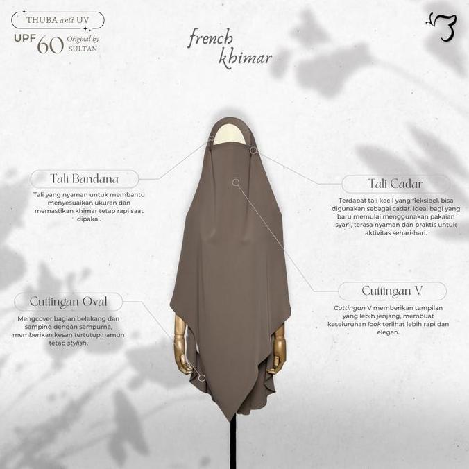 Promo / Terlaris Bonavista - FK Thuba (FREE Tali Cadar) French Khimar Bahan Thuba Anti Uv By sultan 