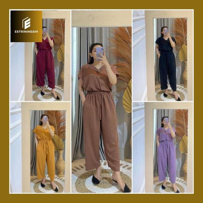 Estri^ One Set Tania Andin Bahan Cringkle Ld 110//Setelan Atasan Crincle/Atasan Cringkel