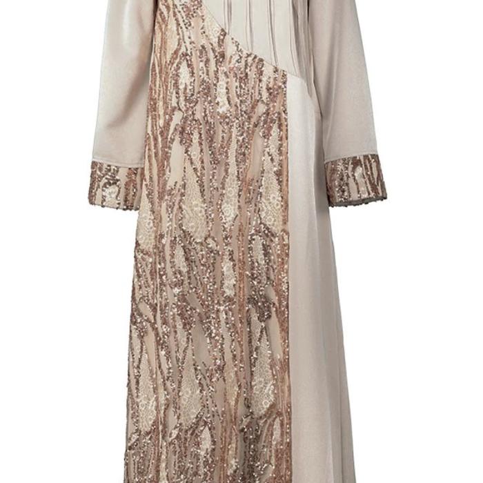 Gamis Dress Wanita Cardinal Femme Khaki Gold Gamis Muslimah Elegant