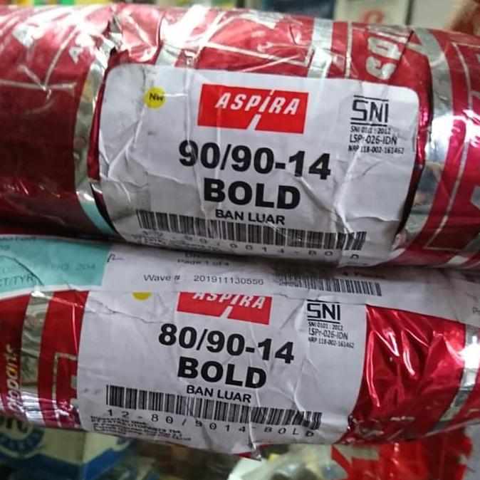 Paket Sepasang Ban Tube Type Aspira Bold 80 90 & 90 90 Ring 14 Ban Motor Matic Vario Beat Mio Nex Re