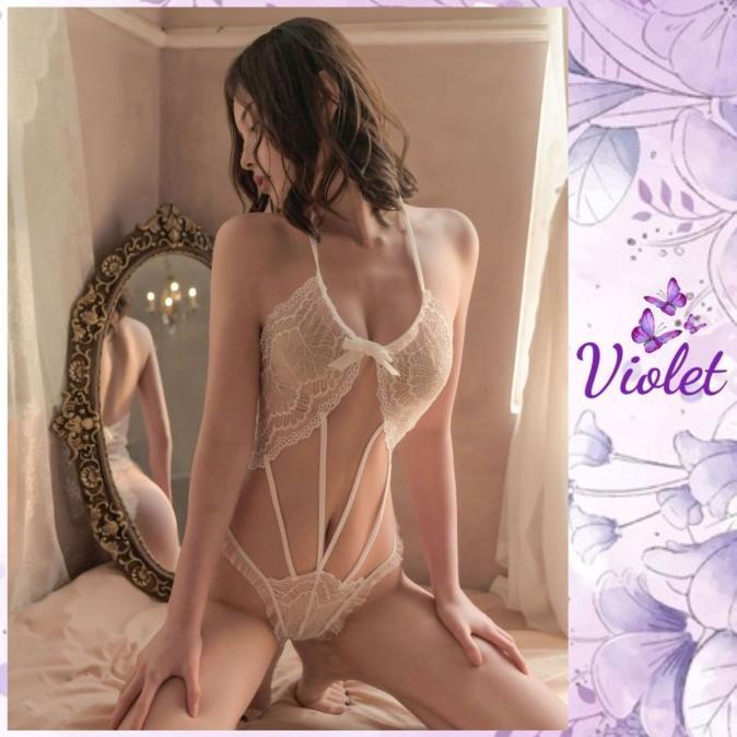Violet Lingerie Seksi Erotis Renda Set Pakaian Dalam Transparan 1248