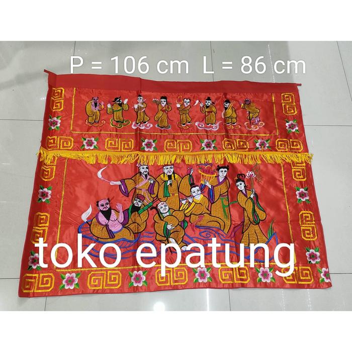 Towi Kain Merah Altar Sembahyang 8 dewa - 8 dewa - Import Bordir - 106 x 86 cm - 4r - g25