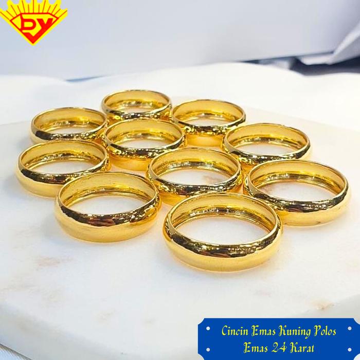 Cincin Emas Kuning Belah Rotan 24 Karat Terbaru Kadar Emas 99%