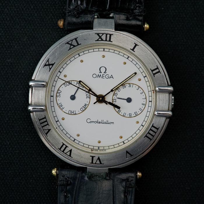 Jam Omega Constellation Day Date Dual Eyes Quartz Watch