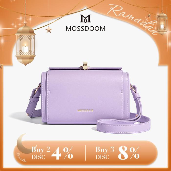 Readyy MOSSDOOM Tas Wanita Bexley Bag Tas Kotak Elegan Tas Selempang Desain Kunci Warna Solid Terlar
