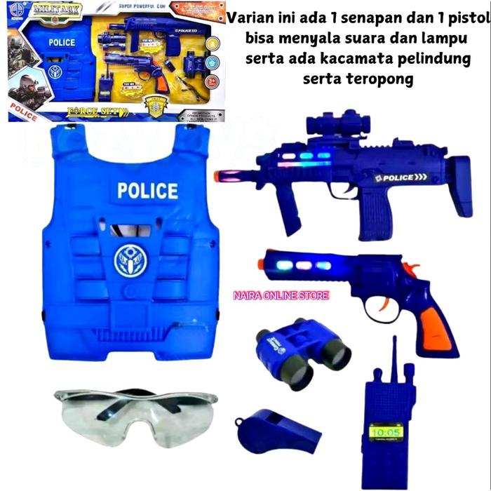 Naira Online Store Mainan Anak Set Kostum Polisi Lengkap Thunder Strike Rompi Senjata Anti Peluru Te