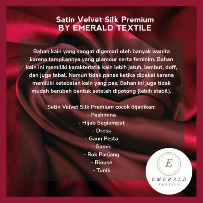 ( BUKAN HIJAB ) SETENGAH METER Kain Satin Velvet Roberto Cavalli Silk Premium - Royal Purple/Dusty U