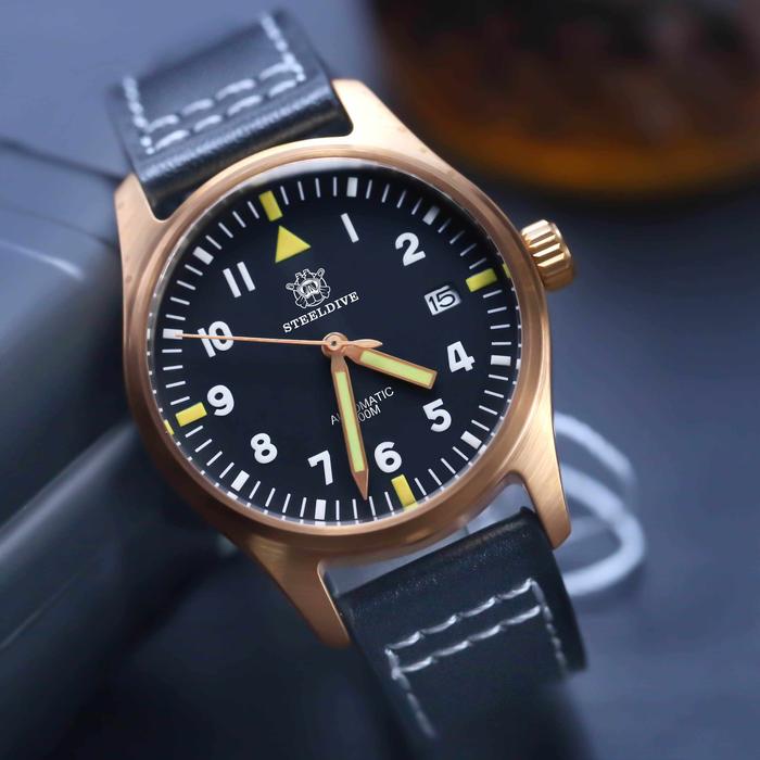 STEELDIVE Flieger Watch Bronze (Perunggu)  Pilot Watch