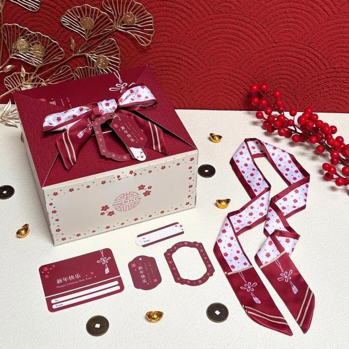 5 Set Box Jinjing Twilly Tian 20x20x12cm 22x22x12cm 25x25x10cm Box Kue Lapis Imlek