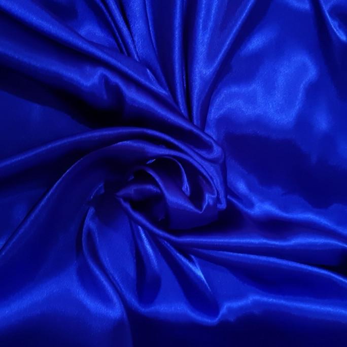 (½ meter) Kain Satin Silk Charmuse Premium Kilap Glossy Kainkini - Biru Sapphire Royal BCA ( Bahan S