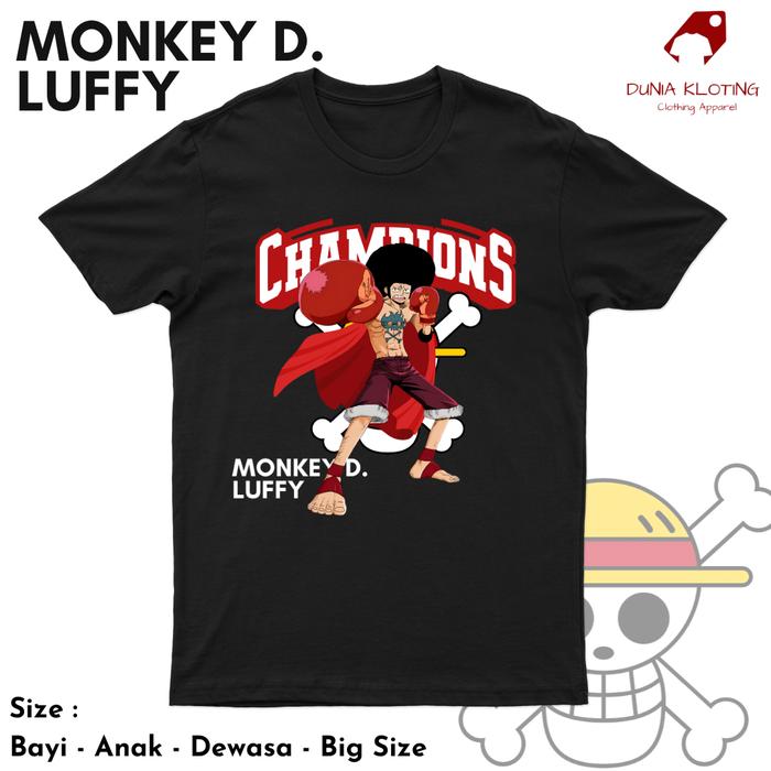 Baju kaos anak dewasa ONE PIECE LUFFY CHAMPION Big size PREMIUM
