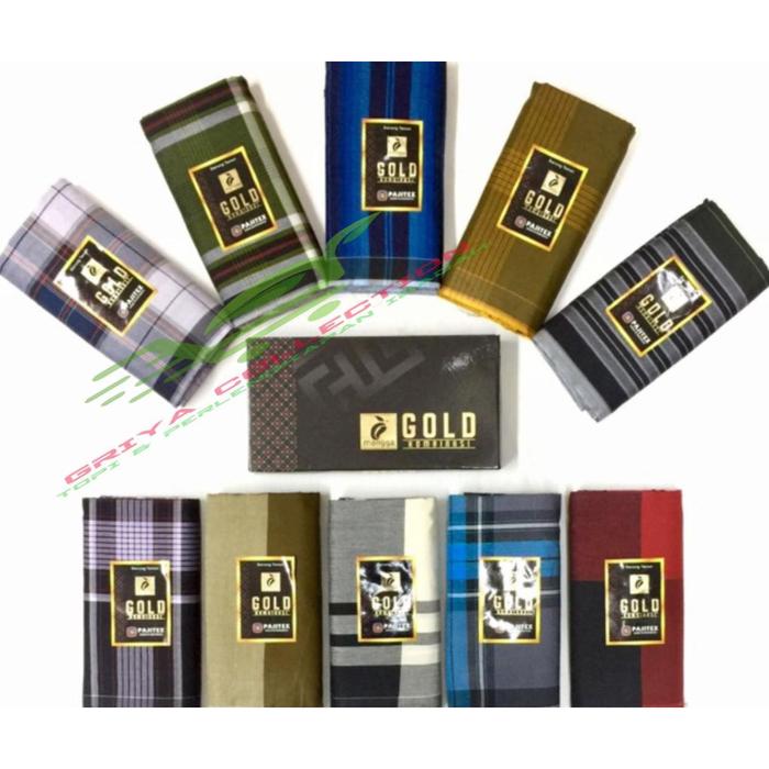 SARUNG CAP MANGGA GOLD DEWASA / SARUNG MANGGA GOLD MOTIF KOTAK / SARUNG TENUN MANGGA GOLD DEWASA / S