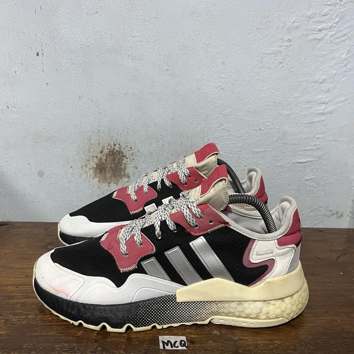 Sepatu second ori adidas nite jogger black white red size 42
