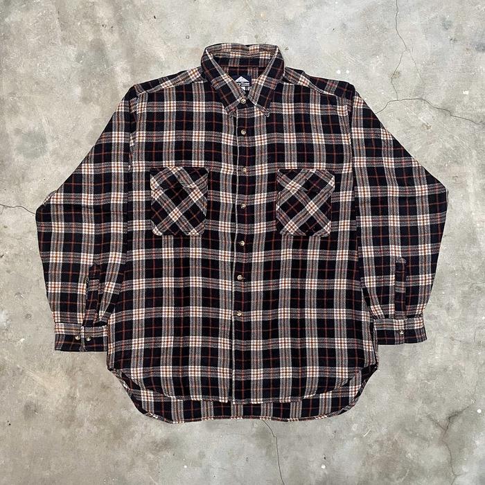 Thrift | Good Time Flannel Shirt Kemeja Kotak Wol Coklat Branded Second Bekas