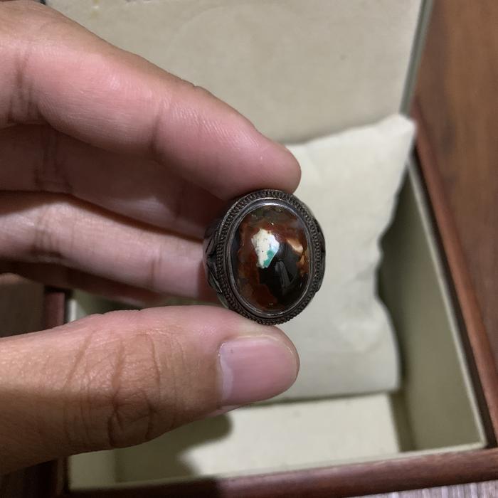 batu pancawarna kirpay garut ring perak UK. 16 (batu akik)