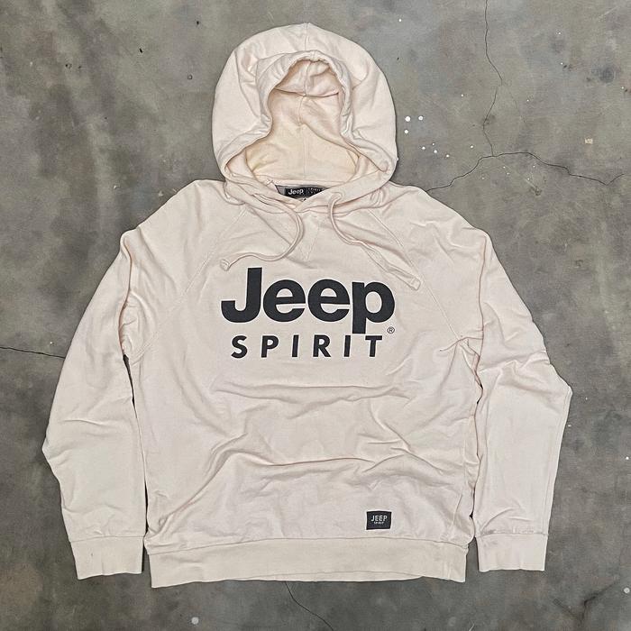 Thrift | Jeep Spirit White Hoodie Jacket Jaket Putih Sport Casual Branded Second Bekas