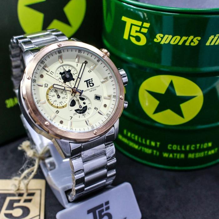 Jam Tangan Pria T5 H3588 / H 3588 Original Silver Fullset