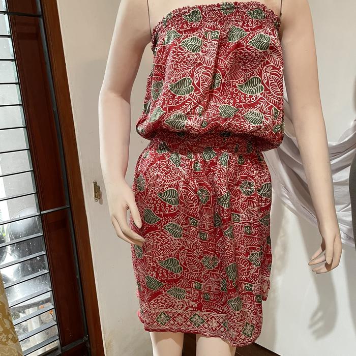 Silk dress, batik sutera, gaun pantai preloved