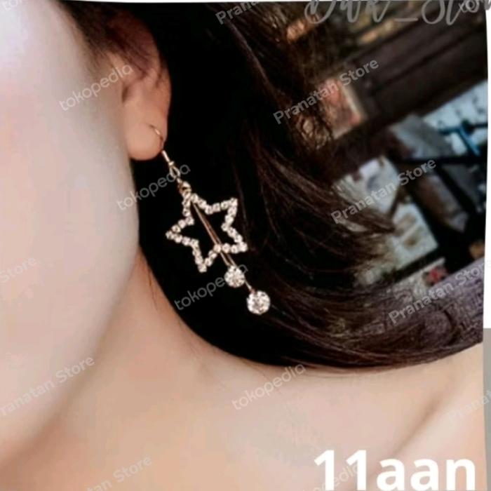 Anting Panjang Pesta Wanita Bintang Emas / Anting Korea Anting Tassel
