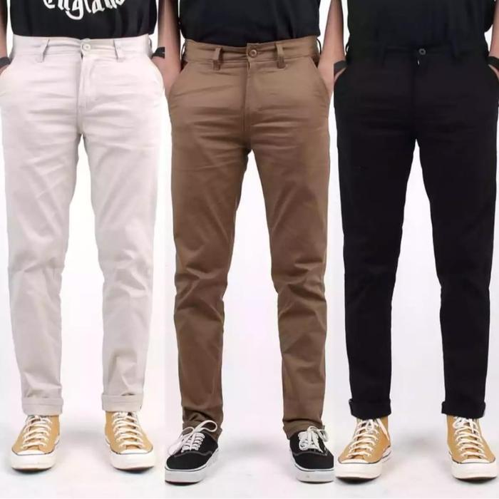 Readyy Celana Chino Panjang Pria Dewasa Cowok Gaul Cinos Bahan Kain Katun Tebal Chinos Terbaru Jumbo
