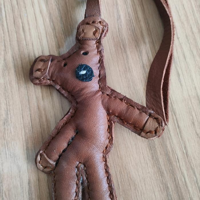 Bagcharm Teddy bear bahan kulit asli