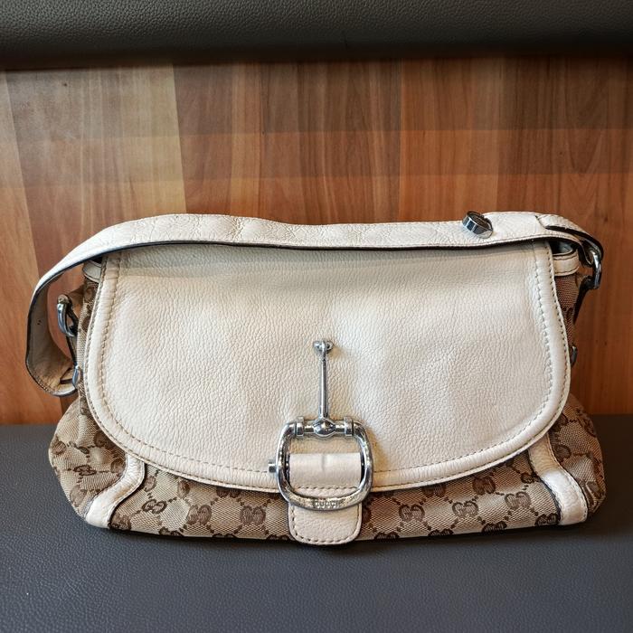 Tas GG Medium Horsebit Techno Monogram Preloved Bag