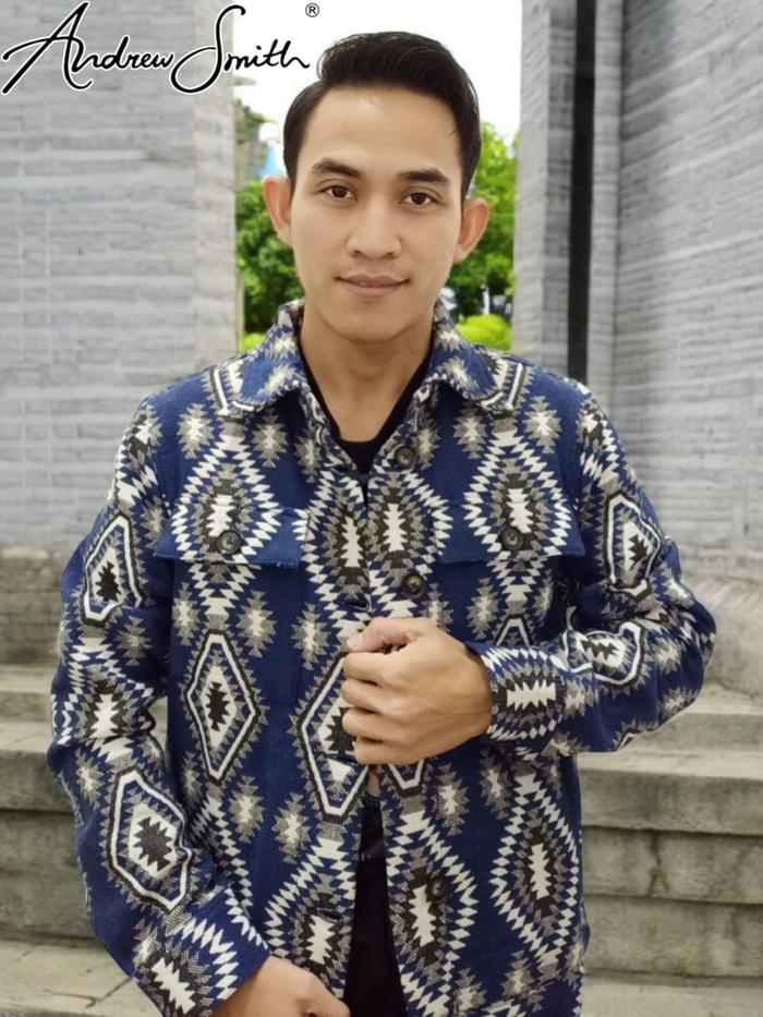 Jaket Batik Premium ANDREW SMITH Biru