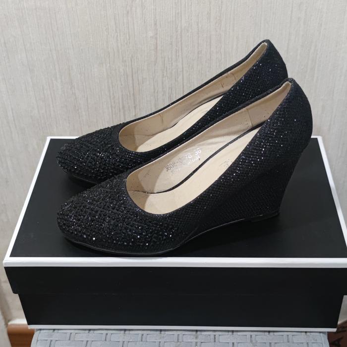 Sepatu Wanita Heels Wedges Fashion Glitter